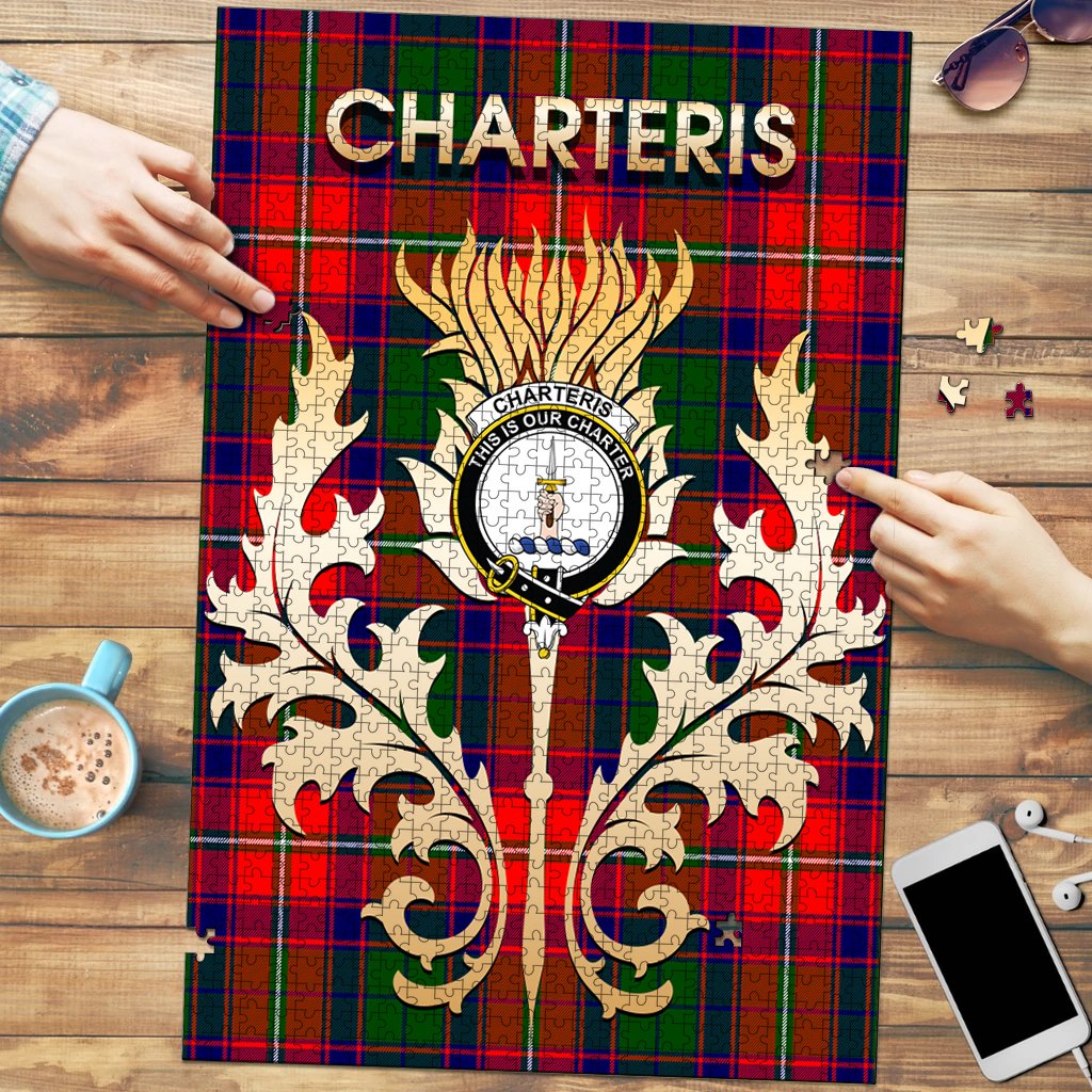 Clan Charteris Tartan Crest Thistle Jigsaw Puzzles Gift For Family JY99 Clan Charteris Tartan Today   