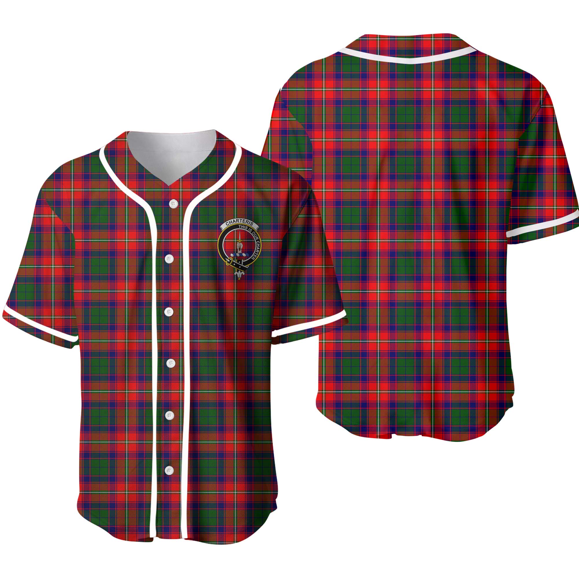 Clan Charteris (Earl of Wemyss) Tartan Unisex Baseball Jersey EU59NH98 Clan Wemyss Tartan Today   