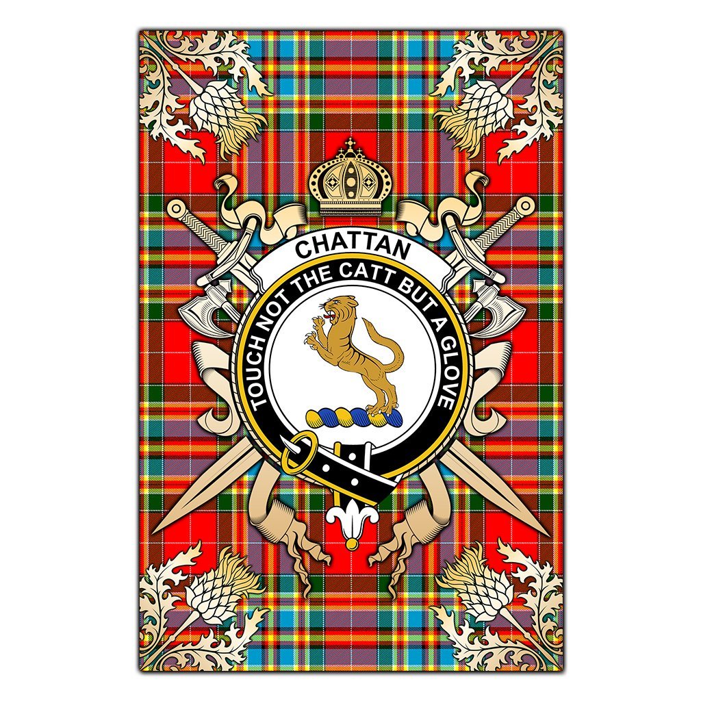 Clan Chattan Tartan Crest Black Garden Flag  - Gold Thistle  YN39 Clan Chattan Tartan Today   