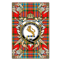 Clan Chattan Tartan Crest Black Garden Flag  - Gold Thistle  YN39 Clan Chattan Tartan Today   