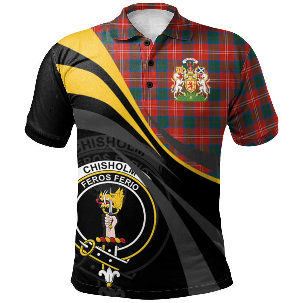 Clan Chisholm Ancient Tartan Polo Shirt - Royal Coat Of Arms Style FM96 Chisholm Ancient Tartan Tartan Polo   