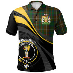 Clan Chisholm Hunting Tartan Polo Shirt - Royal Coat Of Arms Style FL58 Chisholm Hunting Tartan Tartan Polo   