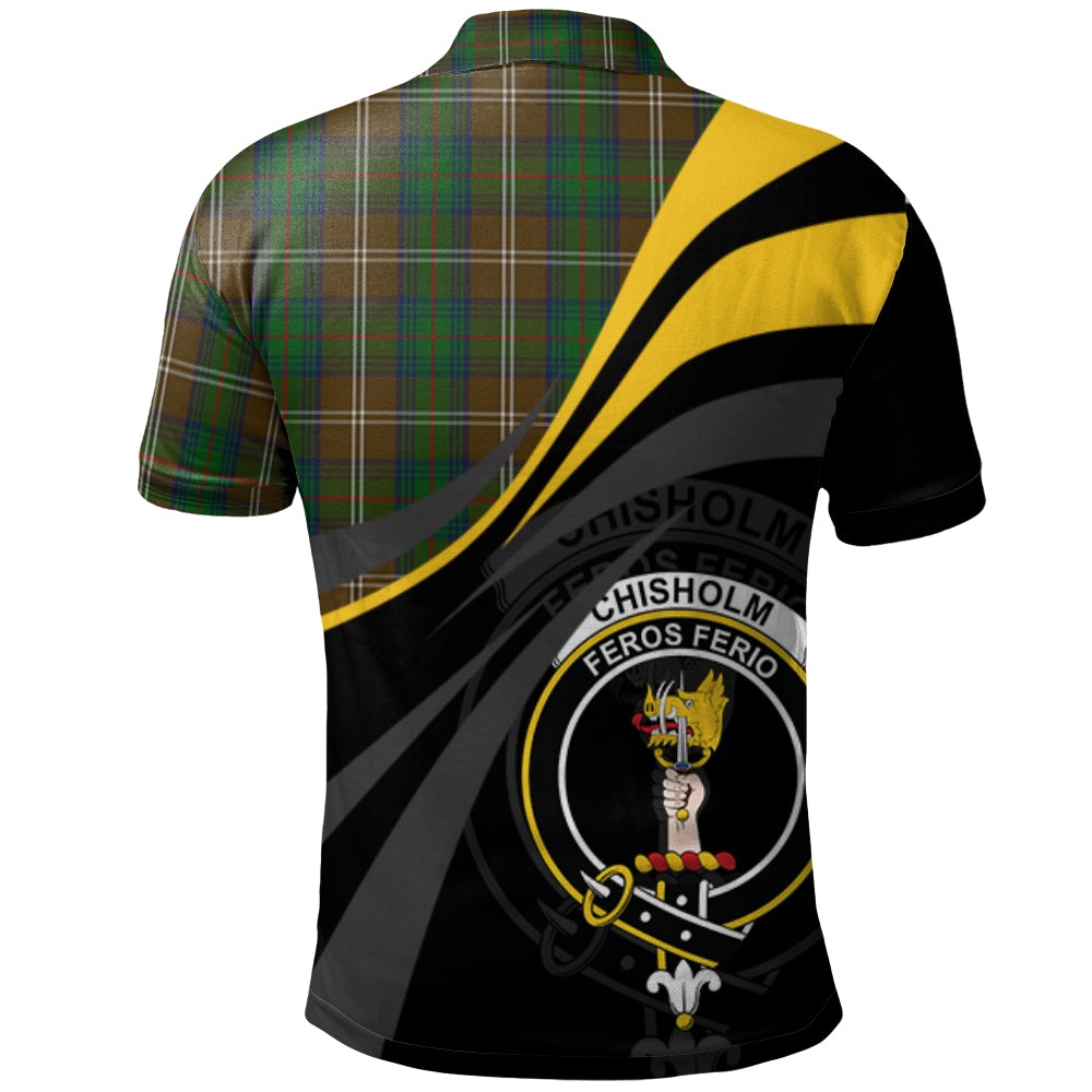 Clan Chisholm Hunting Tartan Polo Shirt - Royal Coat Of Arms Style FL58 Chisholm Hunting Tartan Tartan Polo   