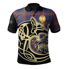 Clan Chisholm Hunting Modern Tartan Polo Shirt Viking Wolf CU55 Chisholm Hunting Modern Tartan Tartan Polo   