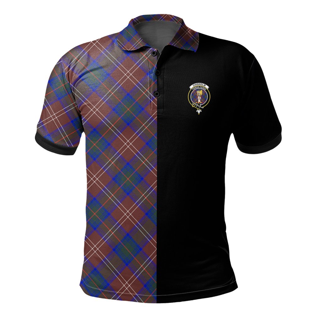 Clan Chisholm Hunting Modern Tartan Polo Shirt Half of Me - Cross Style TO41 Chisholm Hunting Modern Tartan Tartan Polo   