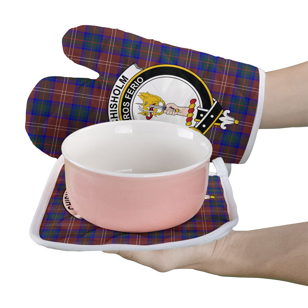 Clan Chisholm Hunting Modern Tartan Crest Oven Mitt And Pot Holder (2 Oven Mitts + 1 Pot Holder) EF73 Clan Chisholm Tartan Today   