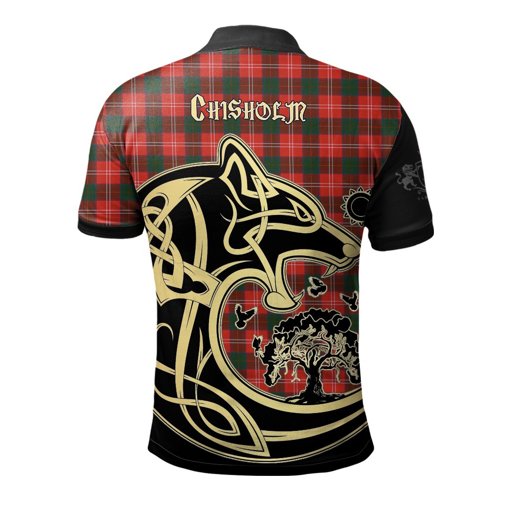 Clan Chisholm Modern Tartan Polo Shirt Viking Wolf XE24 Chisholm Modern Tartan Tartan Polo   