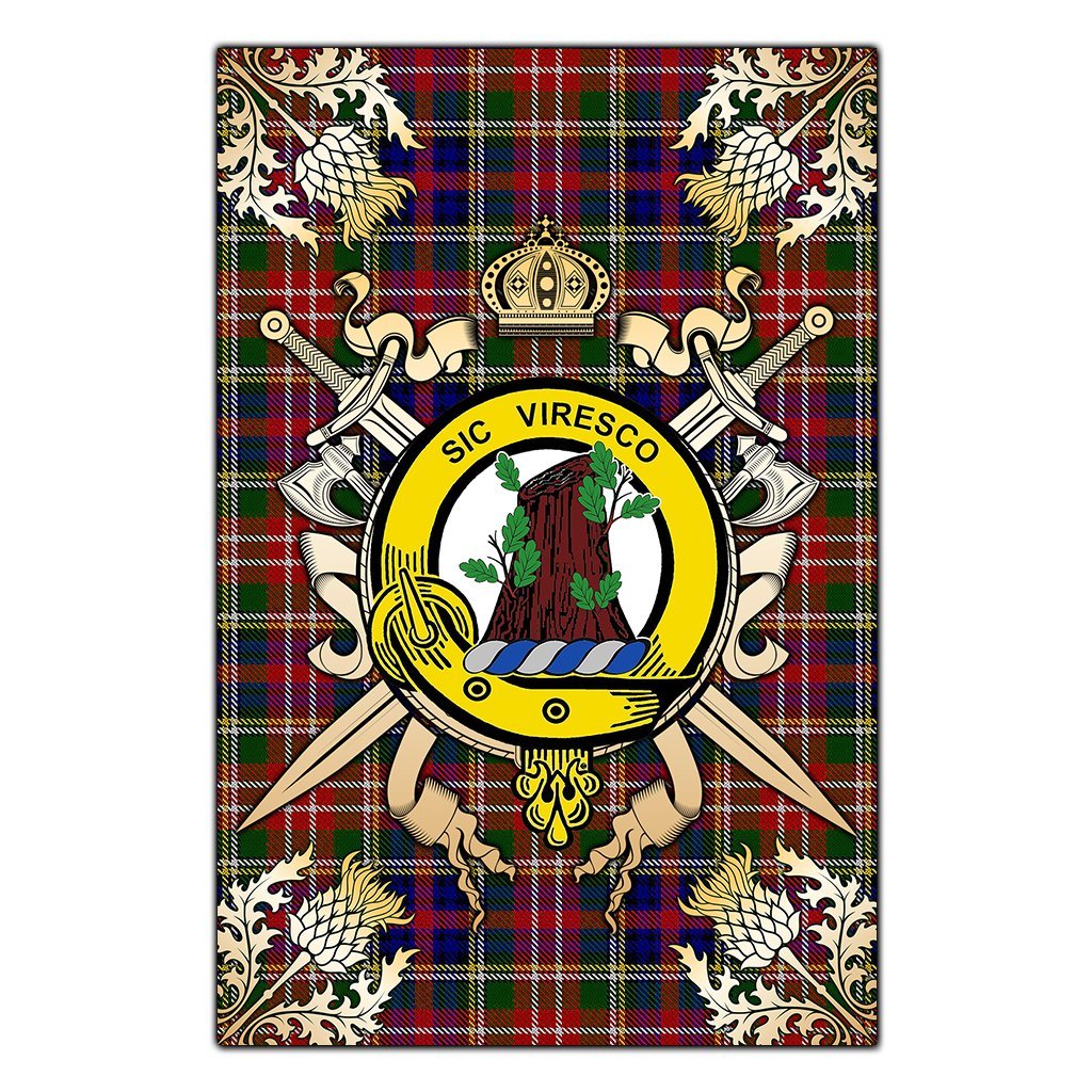 Clan Christie Tartan Crest Black Garden Flag  - Gold Thistle  RX63 Clan Christie Tartan Today   