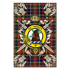 Clan Christie Tartan Crest Black Garden Flag  - Gold Thistle  RX63 Clan Christie Tartan Today   