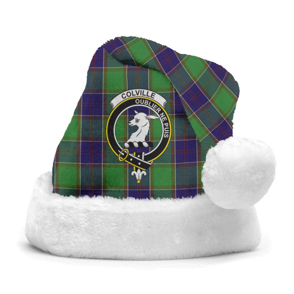 Clan Colville Tartan Crest Christmas Santa Hat ZZ65 Colville Tartan Tartan Santa Hat   