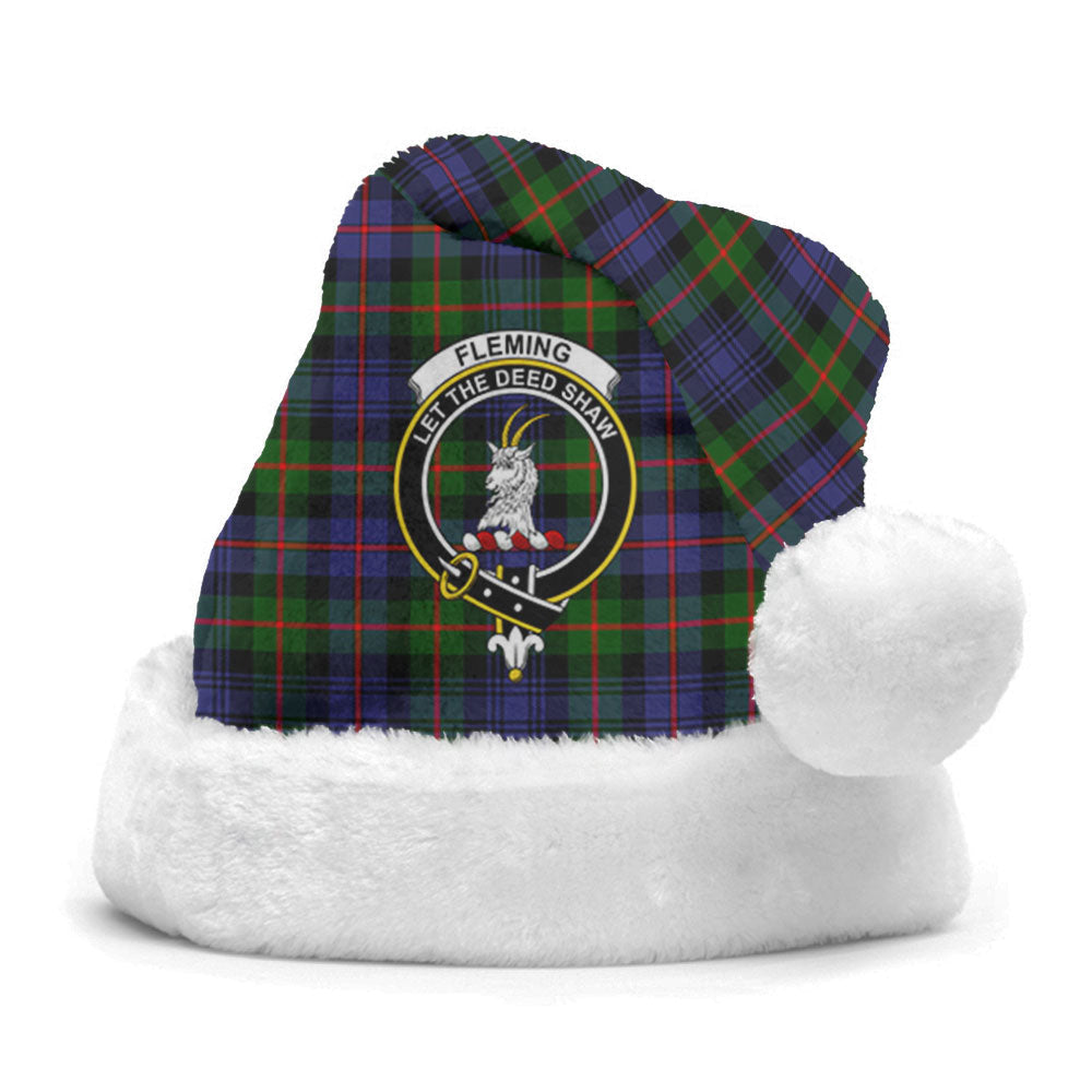 Clan Fleming Tartan Crest Christmas Santa Hat IU70 Fleming Tartan Tartan Santa Hat   