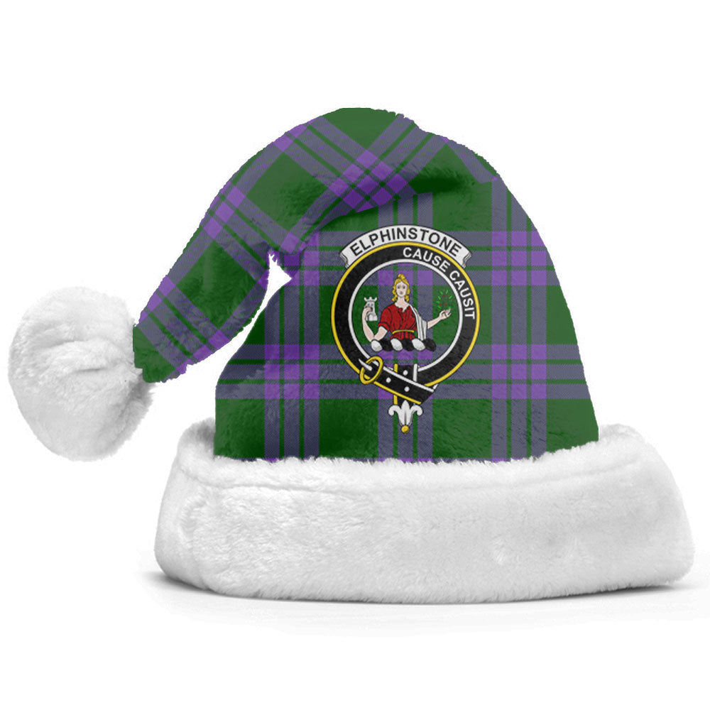 Clan Elphinstone Tartan Crest Christmas Santa Hat HW22 Elphinstone Tartan Tartan Santa Hat   