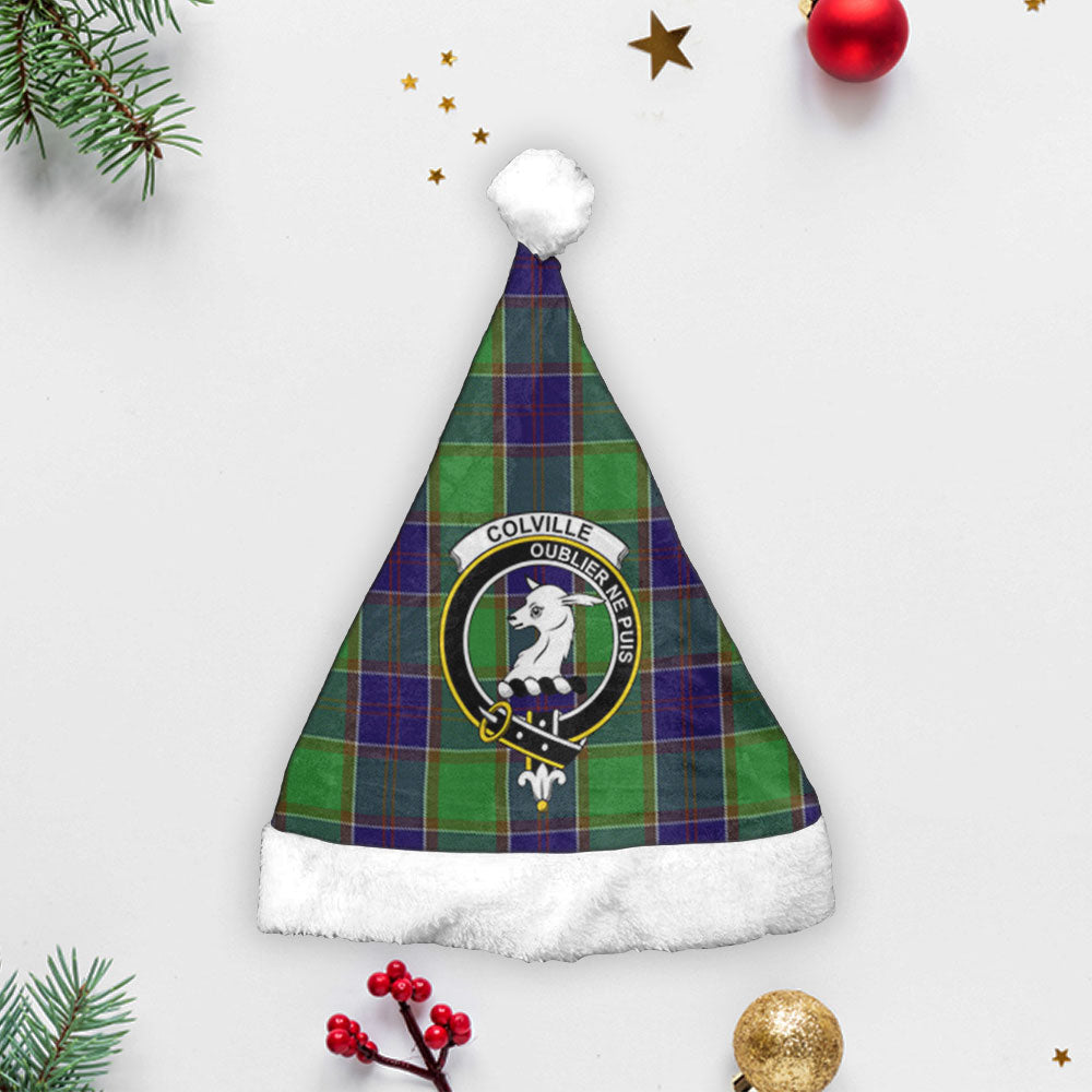 Clan Colville Tartan Crest Christmas Santa Hat ZZ65 Colville Tartan Tartan Santa Hat   