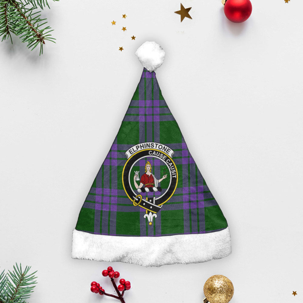 Clan Elphinstone Tartan Crest Christmas Santa Hat HW22 Elphinstone Tartan Tartan Santa Hat   