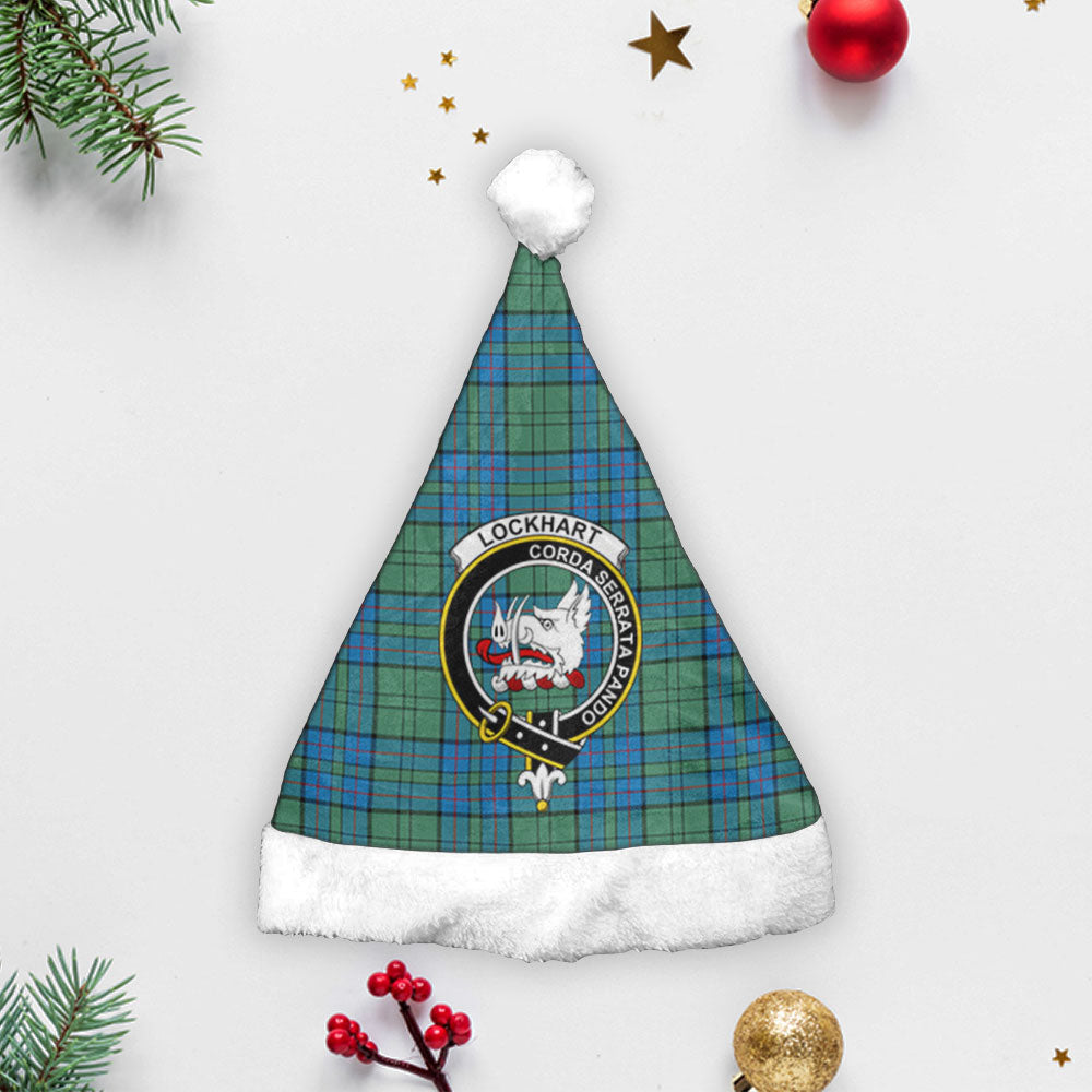 Clan Lockhart Tartan Crest Christmas Santa Hat XW47 Lockhart Tartan Tartan Santa Hat   