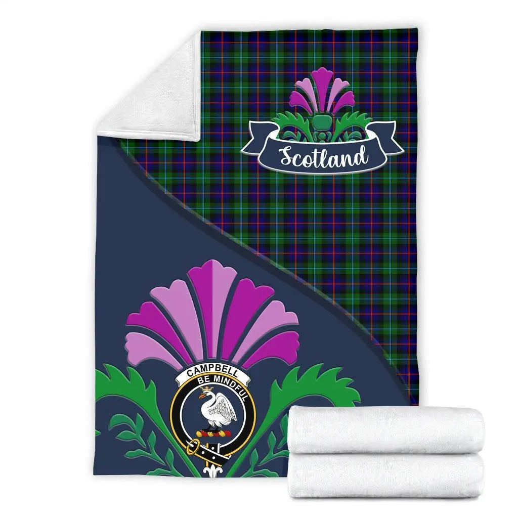 Clan Campbell Tartan Crest Premium Blanket Thistle Style UD24 Clan Campbell Tartan Today   