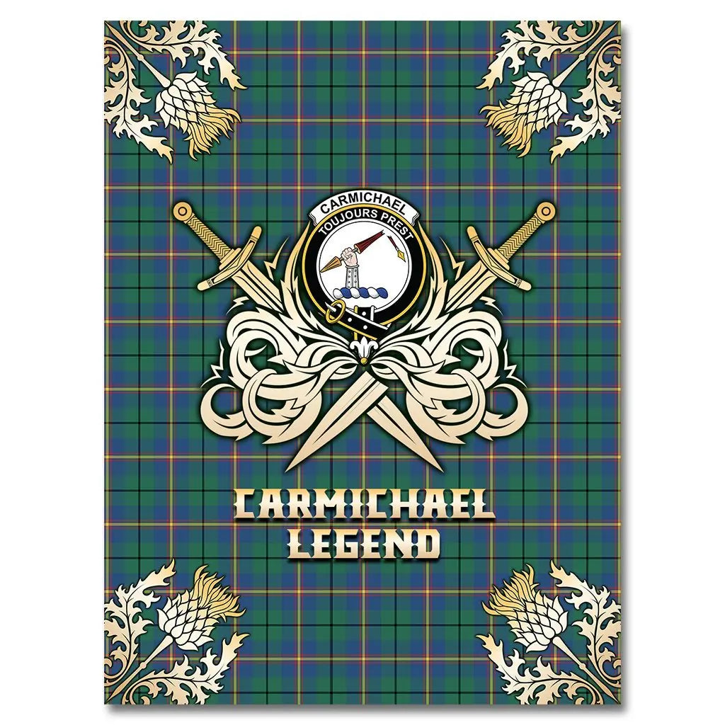 Clan Carmichael Ancient Tartan Gold Courage Symbol Blanket JL19 Clan Carmichael Tartan Today   