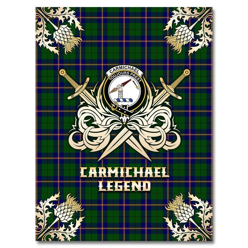 Clan Carmichael Modern Tartan Gold Courage Symbol Blanket AP57 Clan Carmichael Tartan Today   