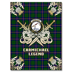 Clan Carmichael Modern Tartan Gold Courage Symbol Blanket AP57 Clan Carmichael Tartan Today   