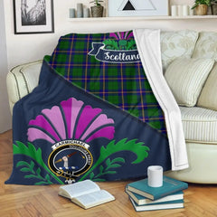 Clan Carmichael Tartan Crest Premium Blanket Thistle Style OS11 Clan Carmichael Tartan Today   