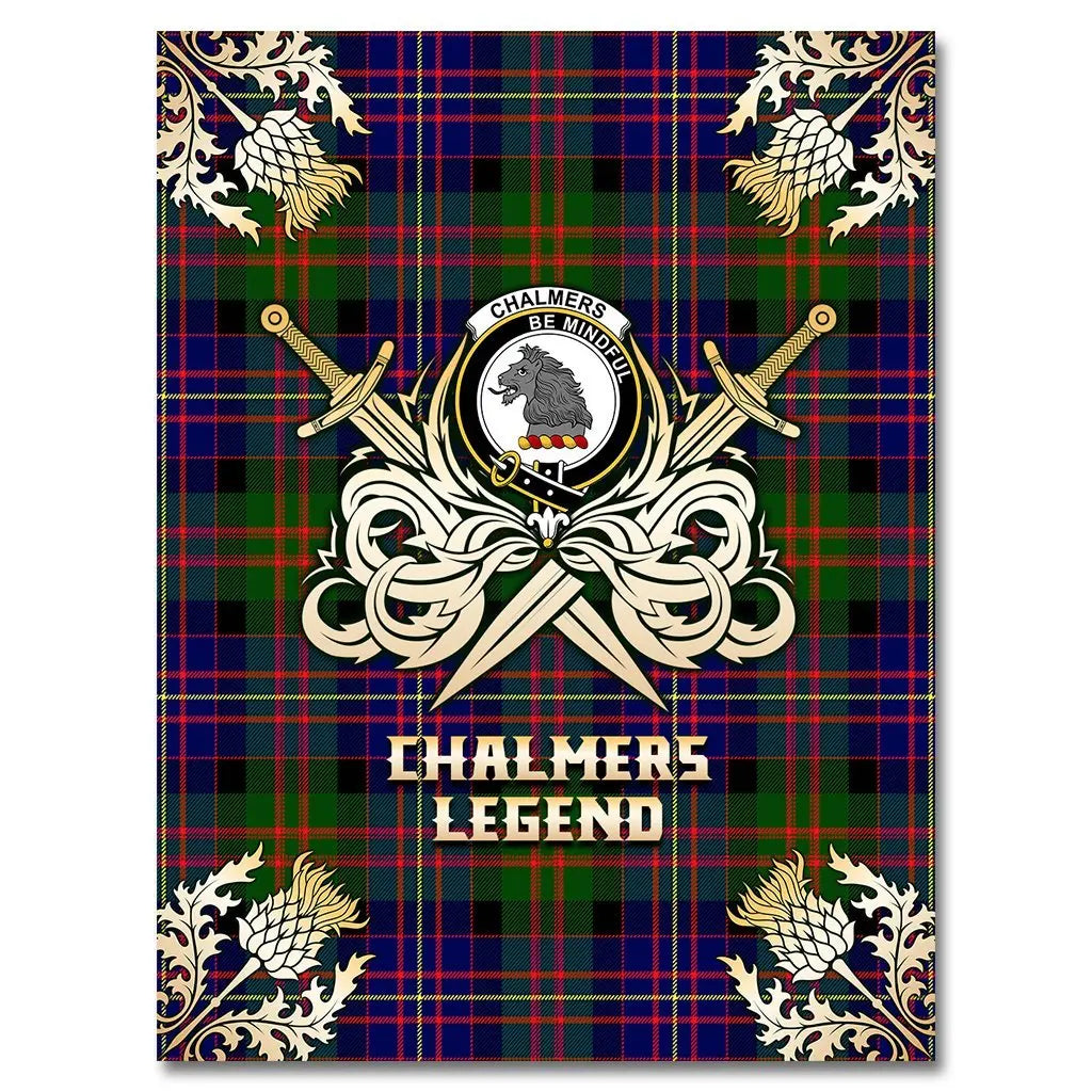 Clan Chalmers Modern Tartan Gold Courage Symbol Blanket XK19 Clan Chalmers Tartan Today   