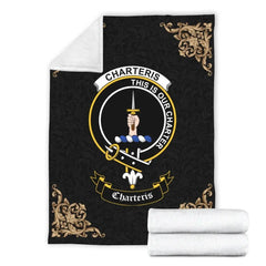 Clan Charteris (Earls of Wemyss) Crest Tartan Premium Blanket Black RD55 Clan Wemyss Tartan Today   