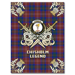 Clan Chisholm Hunting Modern Tartan Gold Courage Symbol Blanket BR62 Clan Chisholm Tartan Today   