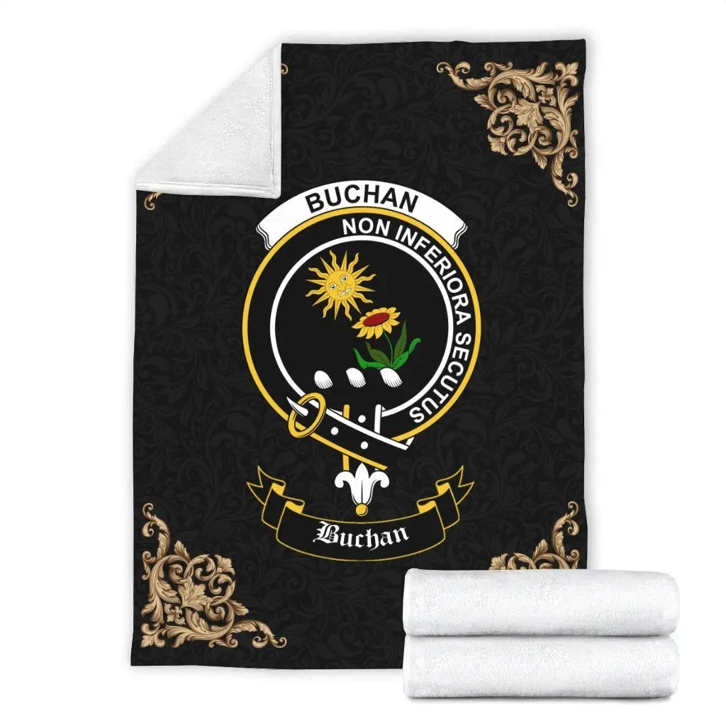 Clan Clan Buchan Crest Tartan Premium Blanket Black MO25 Clan Buchan Tartan Today   