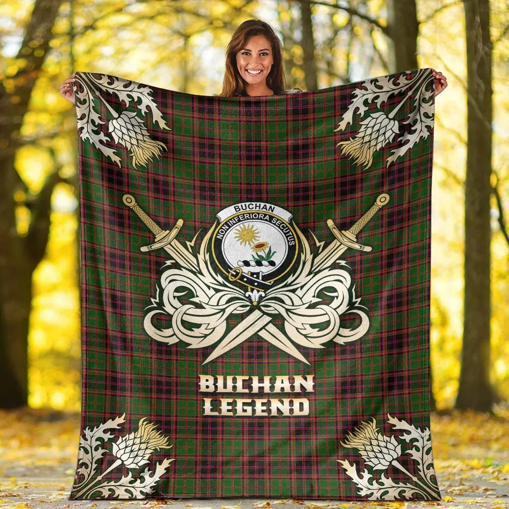 Clan Clan Buchan Modern Tartan Gold Courage Symbol Blanket PI48 Clan Buchan Tartan Today   