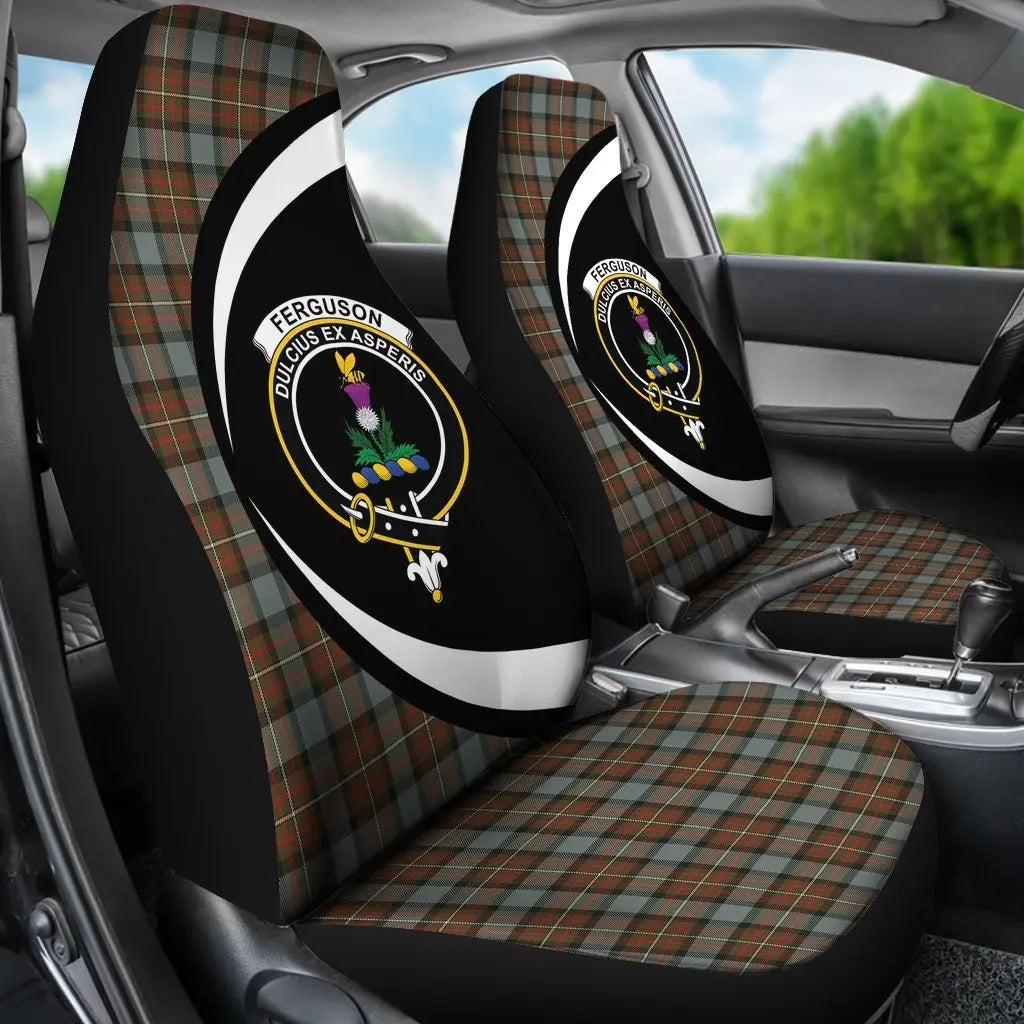 Clan Fergusson Weathered Tartan Crest Circle Style Car Seat Cover RZ74 Clan Fergusson Tartan Today   