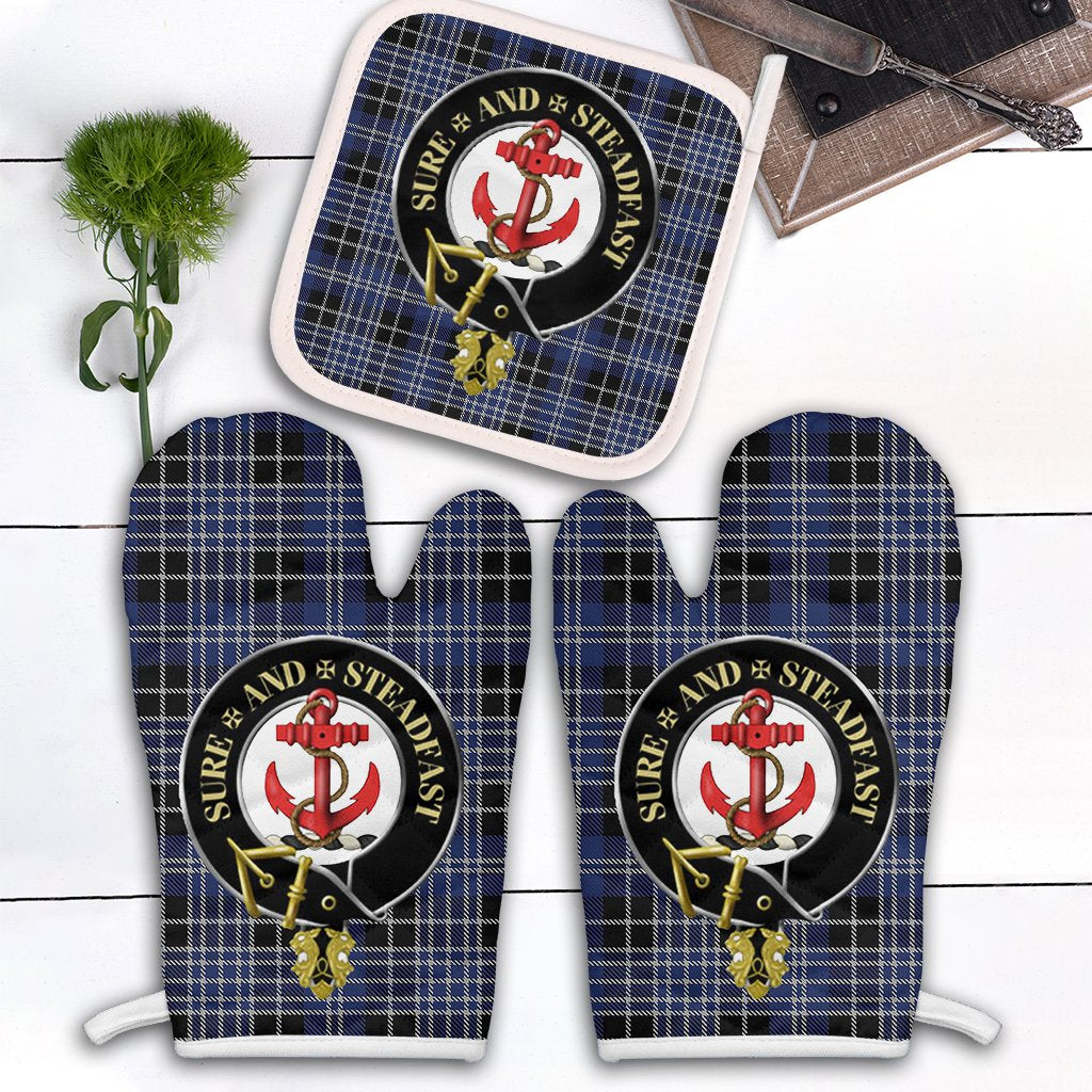 Clan Clark Tartan Crest Oven Mitt And Pot Holder (2 Oven Mitts + 1 Pot Holder) JH65 Clan Clark Tartan Today   