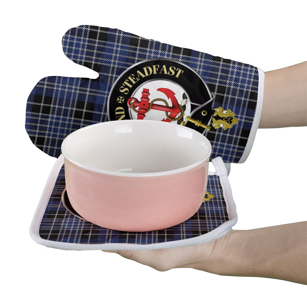 Clan Clark Tartan Crest Oven Mitt And Pot Holder (2 Oven Mitts + 1 Pot Holder) JH65 Clan Clark Tartan Today   