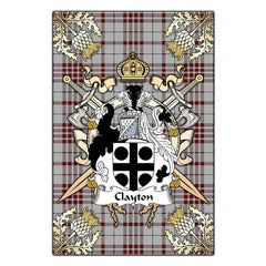 Clan Clayton Tartan Crest Black Garden Flag  - Gold Thistle  GC81 Clan Hall Tartan Today   