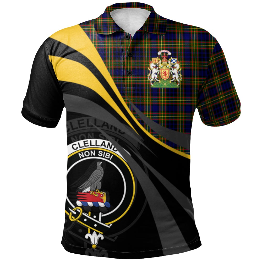 Clan Clelland Modern Tartan Polo Shirt - Royal Coat Of Arms Style DE51 Clelland Modern Tartan Tartan Polo   