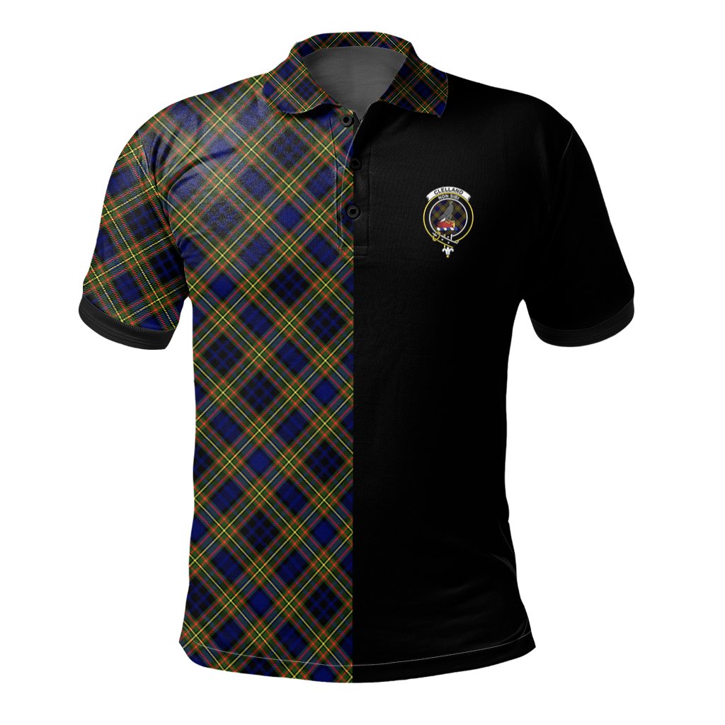 Clan Clelland Modern Tartan Polo Shirt Half of Me - Cross Style BG80 Clelland Modern Tartan Tartan Polo   