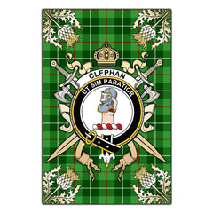 Clan Clephane Tartan Crest Black Garden Flag  - Gold Thistle  SP58 Clan Clephan Tartan Today   