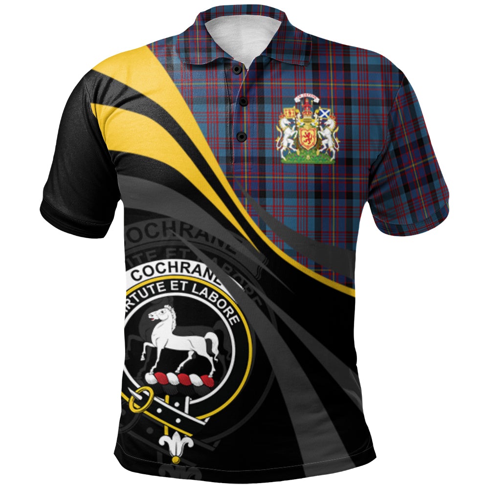 Clan Cochrane Azure Tartan Polo Shirt - Royal Coat Of Arms Style CL92 Cochrane Azure Tartan Tartan Polo   