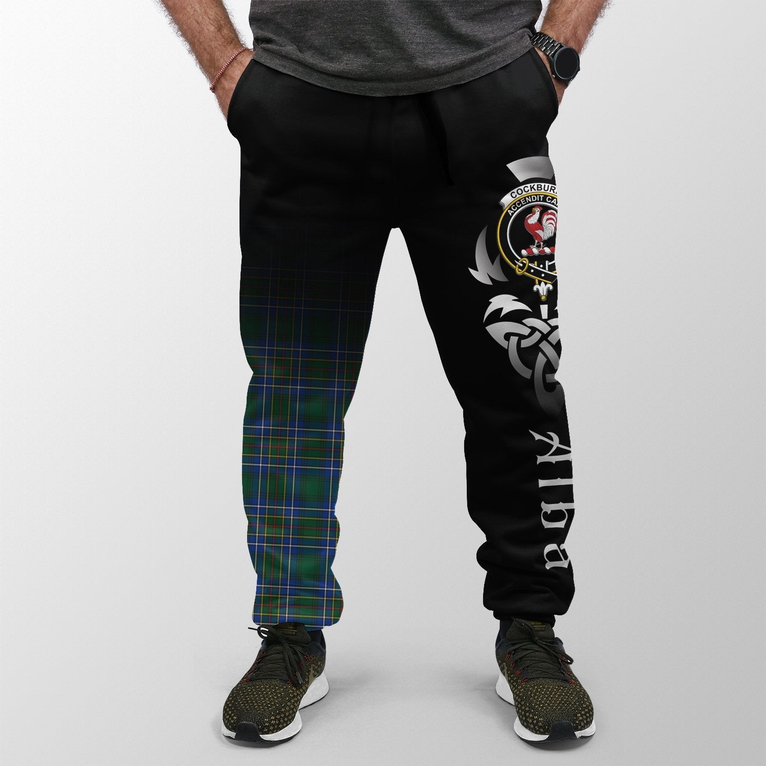 Clan Cockburn Ancient Tartan Crest Jogger Sweatpants  Alba Celtic Style ZG71 Clan Cockburn Tartan Today   