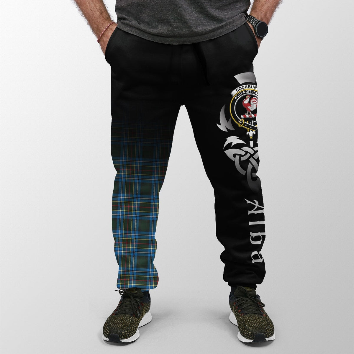 Clan Cockburn Modern Tartan Crest Jogger Sweatpants  Alba Celtic Style AH98 Clan Cockburn Tartan Today   