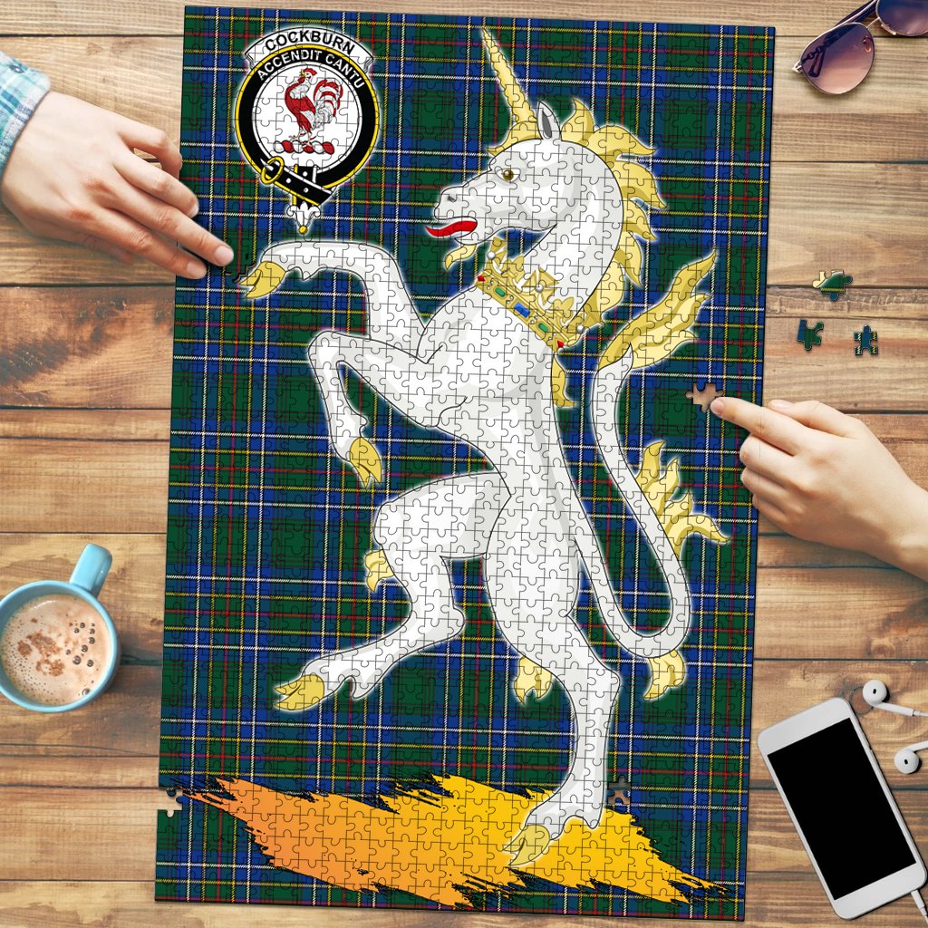 Clan Cockburn Ancient Tartan Crest Unicorn Scotland Jigsaw Puzzles Gift For Family XT41 Clan Cockburn Tartan Today   