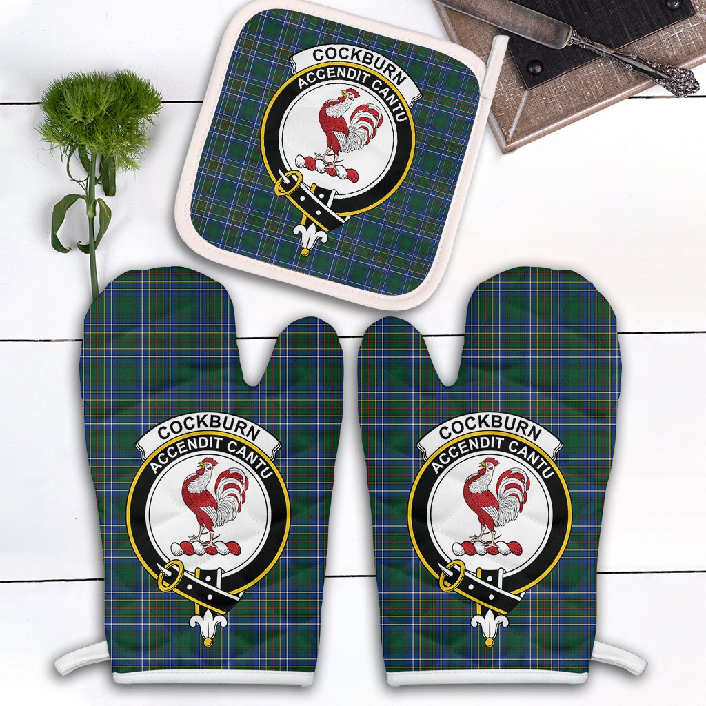 Clan Cockburn Ancient Tartan Crest Oven Mitt And Pot Holder (2 Oven Mitts + 1 Pot Holder) VN93 Clan Cockburn Tartan Today   