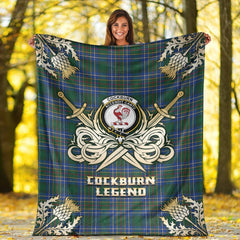 Clan Cockburn Ancient Tartan Gold Courage Symbol Blanket AW35 Clan Cockburn Tartan Today   