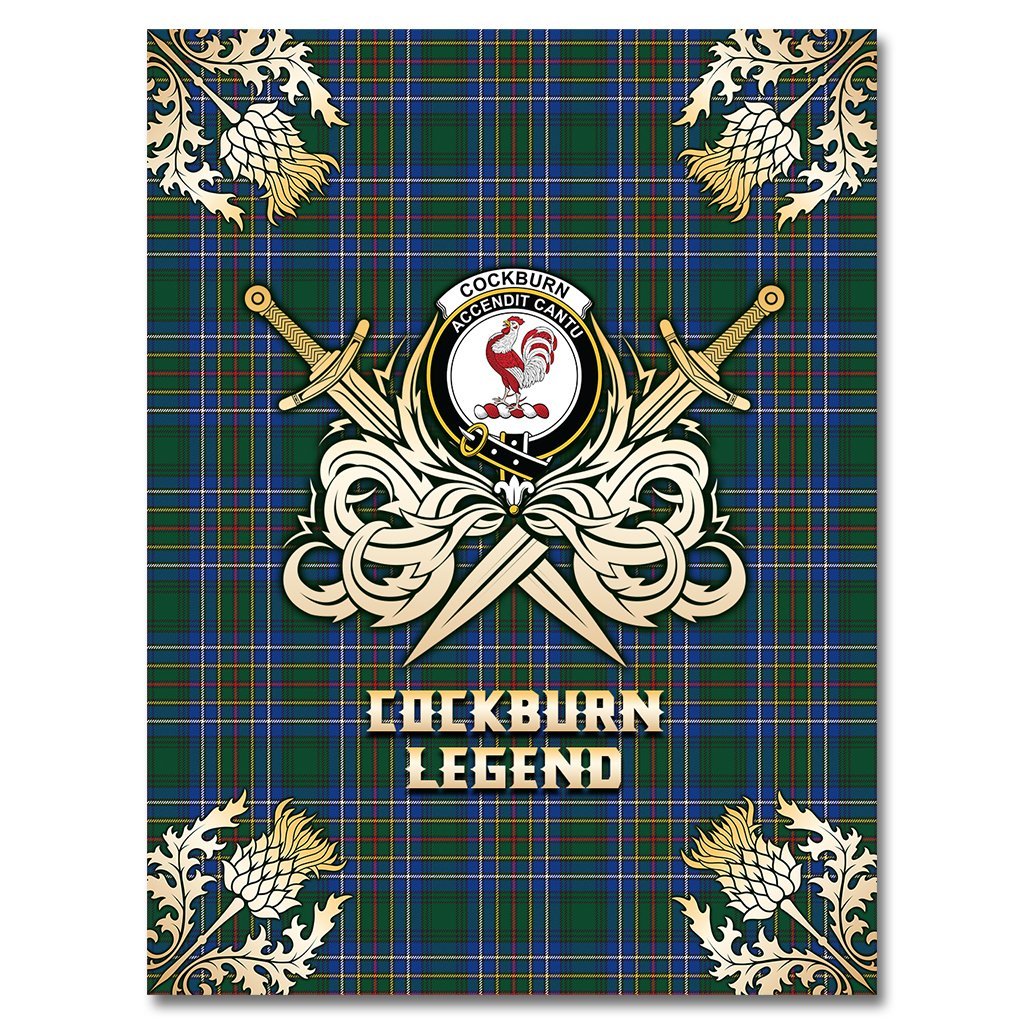 Clan Cockburn Ancient Tartan Gold Courage Symbol Blanket AW35 Clan Cockburn Tartan Today   