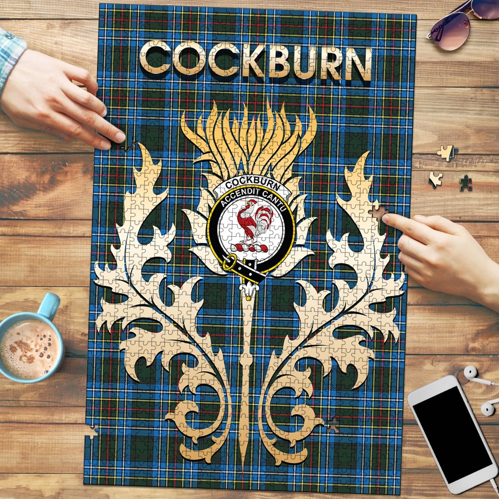 Clan Cockburn Modern Tartan Crest Thistle Jigsaw Puzzles Gift For Family AE22 Clan Cockburn Tartan Today   