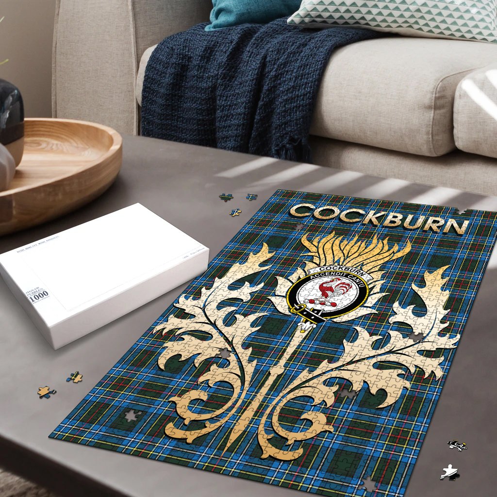 Clan Cockburn Modern Tartan Crest Thistle Jigsaw Puzzles Gift For Family AE22 Clan Cockburn Tartan Today   