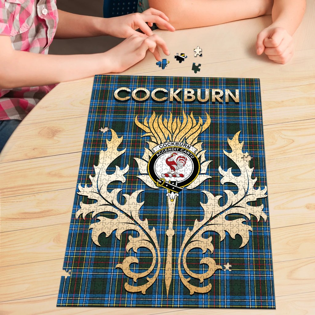 Clan Cockburn Modern Tartan Crest Thistle Jigsaw Puzzles Gift For Family AE22 Clan Cockburn Tartan Today   