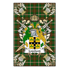 Clan Copeland Tartan Crest Black Garden Flag  - Gold Thistle  QL59 Clan Hall Tartan Today   