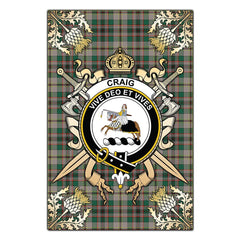 Clan Craig Ancient Tartan Crest Black Garden Flag  - Gold Thistle  LT18 Clan Craig Tartan Today   