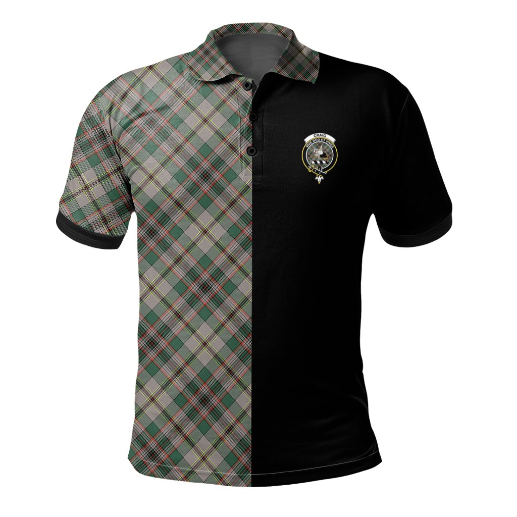 Clan Craig Ancient Tartan Polo Shirt Half of Me - Cross Style AD37 Craig Ancient Tartan Tartan Polo   