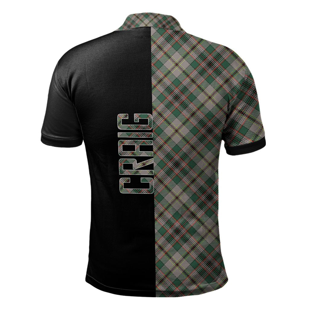 Clan Craig Ancient Tartan Polo Shirt Half of Me - Cross Style AD37 Craig Ancient Tartan Tartan Polo   